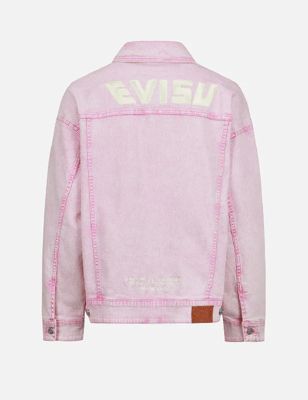 Unique Fashion Seagull Embroidery Fuchsia Denim Jacket