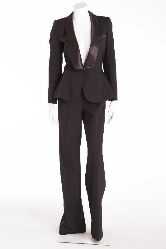 Celebrity Picks Louis Vuitton - New 2PC Black Blazer & Dress Pants with Satin Trim - FR 38