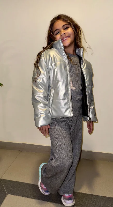 Perfect Tailoring Silver metallic leather jacket