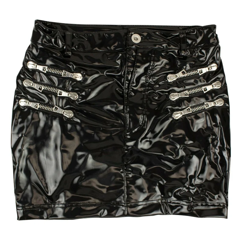 Fresh Wear Unravel Project Faux Leather Zipper Mini-Skirt