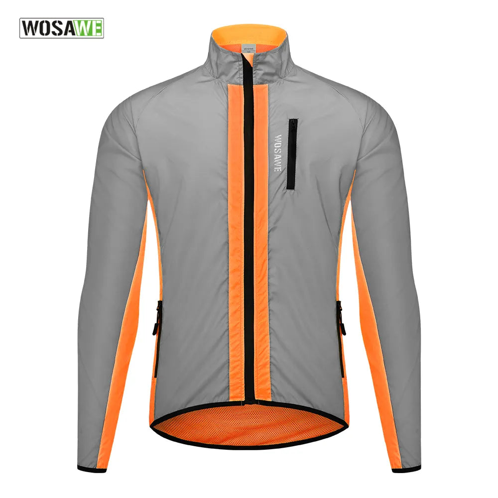 New Season Series Ultralight Reflective Men Cycling Jacket Waterproof Riding Running Windbreaker Mix Of Fluorescent Coloured Silver Panels