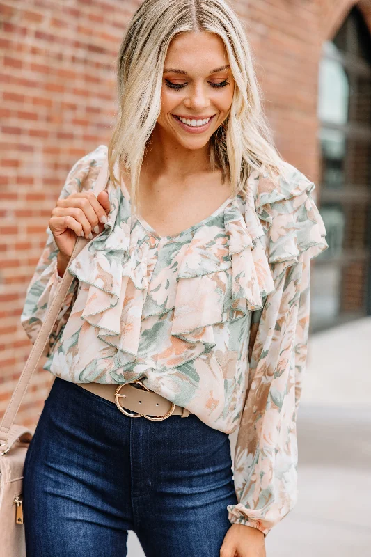 High Street Series On The Sweet Side Apricot Orange Ruffled Blouse