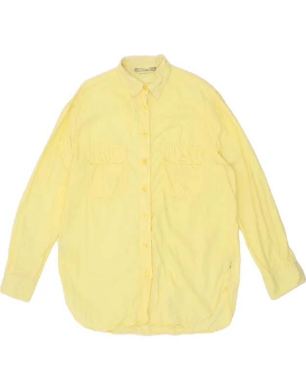 European Plan KRIZIA JEANS Womens Shirt IT 46 Large Yellow Cotton