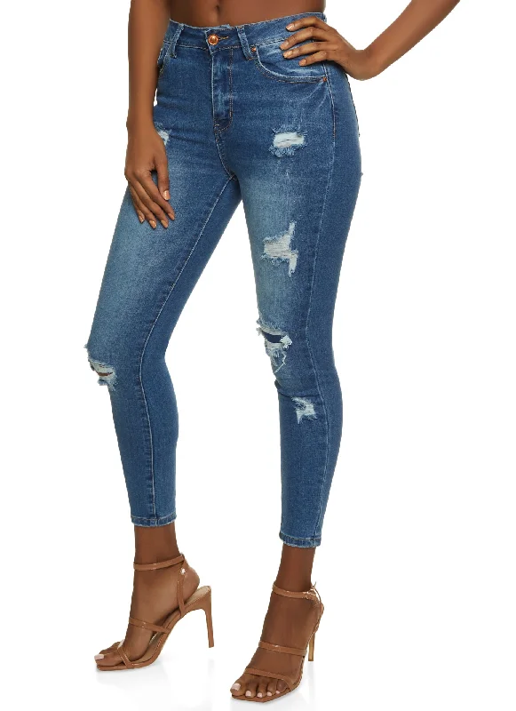 Celebrity Must-have WAX Distressed High Waisted Jeans