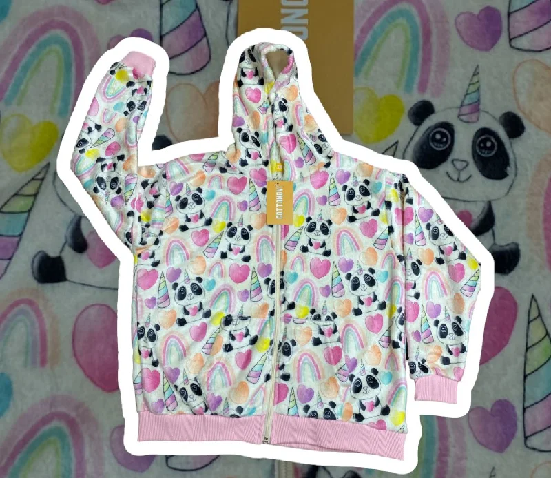 Floral Prints Panda Fleece Jacket