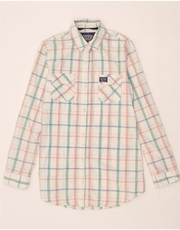 High-quality Design SUPERDRY Womens Shirt UK 12 Medium Multicoloured Check Cotton