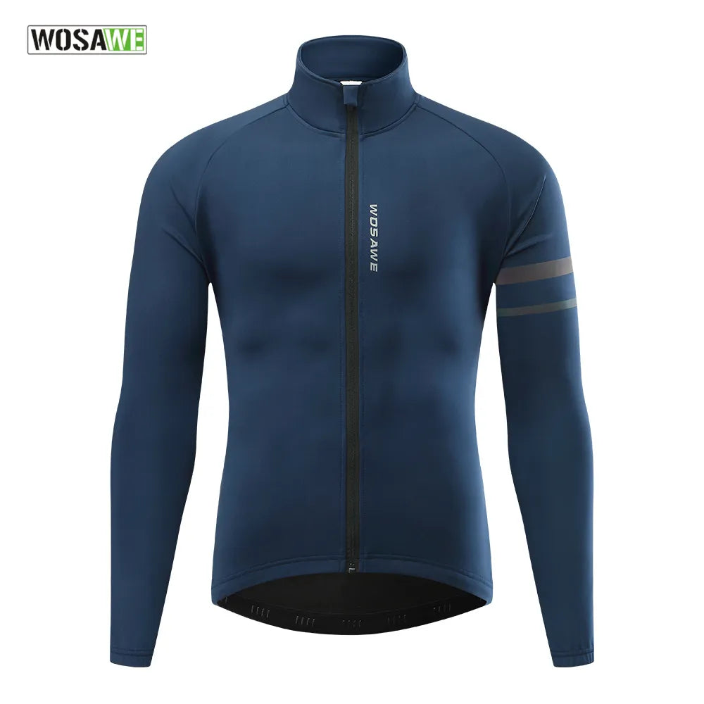 Lazy Home Men'sThermal Winter Cycling Jacket Fleece Lining Long Sleeve Jersey Windproof Running Riding Ciclismo Cycling Clothing