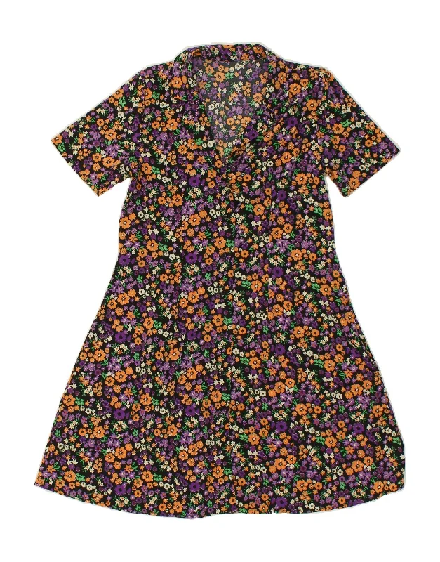 Energy Wear VINTAGE Womens Shirt Dress UK 12 Medium Multicoloured Floral Polyester