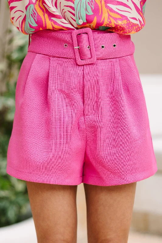 Minimal Style Seal The Deal Fuchsia Pink Pleated Shorts