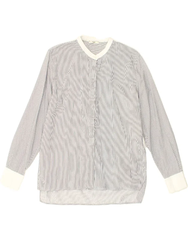 Classic Items FENDI Womens Shirt Blouse IT 40 Medium Grey Striped Cotton