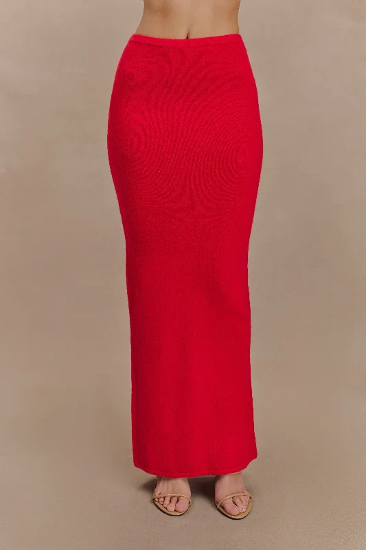 European Plan Elise Knit Maxi Skirt - Red