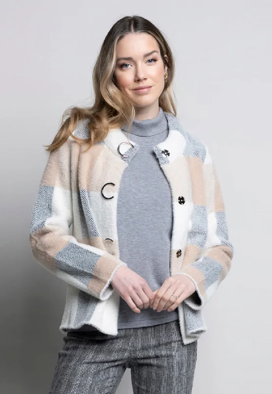 Elegant And Charming Plaid Embellished Closure Short Jacket