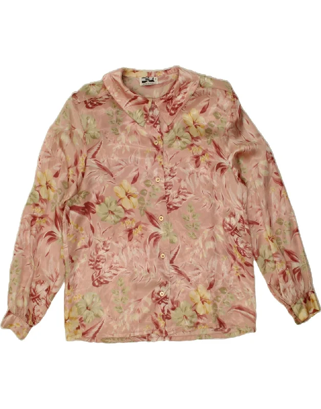 Luxury Style VINTAGE Womens Shirt Blouse UK 10 Small Pink Floral