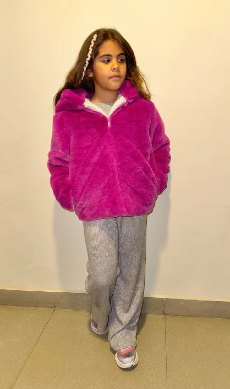 Celebrity Picks Fuschia Fur Jacket