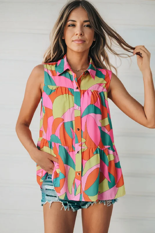 Multifunctional Style Multicolored Sleeveless Longline Shirt