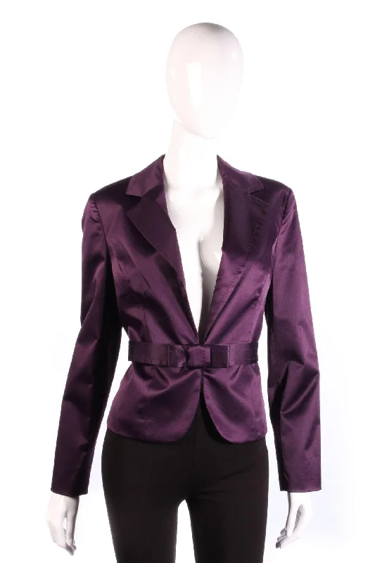 Refreshing Design Edina Ronay Jacket Purple with Bow Design Belt Size 14