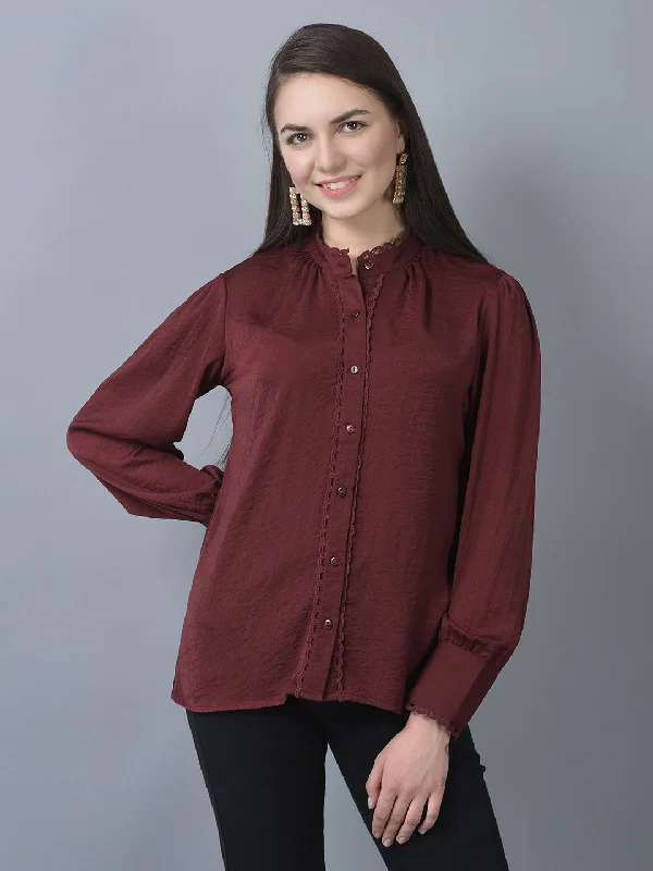 End Of The Year Canoe Women Full Button Placket Full Sleeve Round Neck Shirt