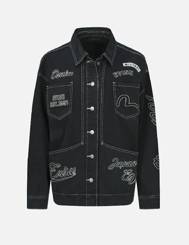 Exquisite Details Logo and Seagull Embroidery Denim Jacket