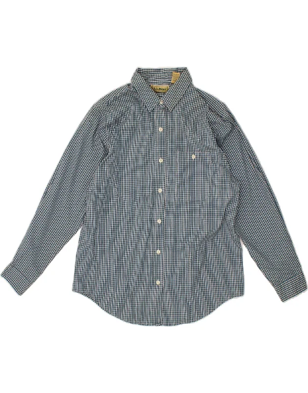 Must-have For Autumn And Winter L.L.BEAN Womens Shirt US 12 Large Blue Check Cotton