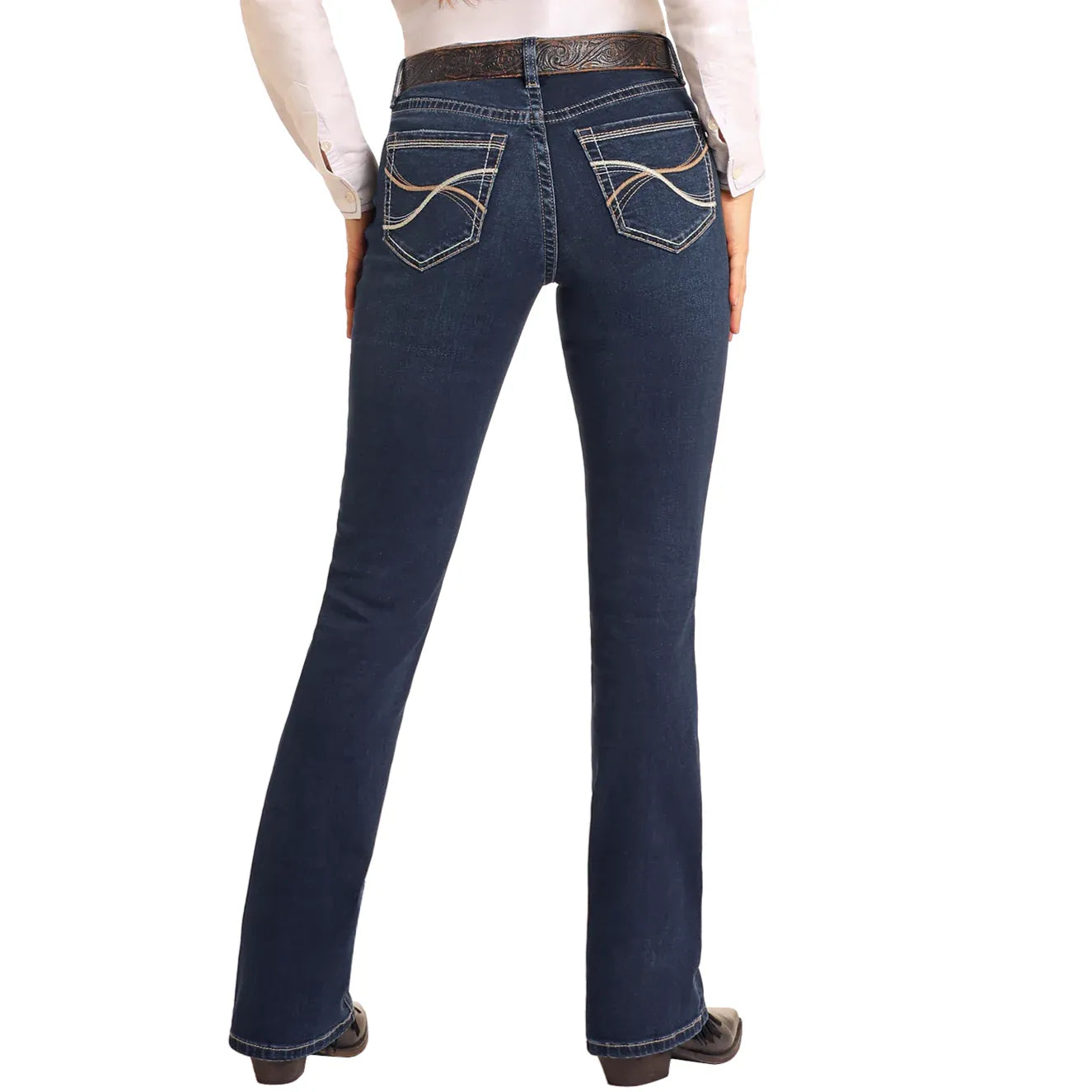 Fashionable Inner Wear MID RISE DARK WASH CURVED STITCH RIDING JEANS #BW4RD05325