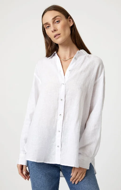 Cute Design LINEN BUTTON-UP SHIRT IN WHITE