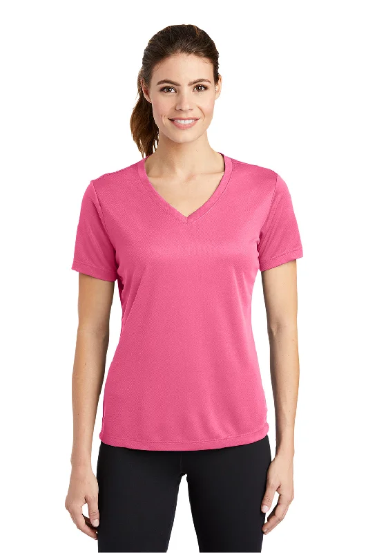 Must-have For Fashion Sport-Tek Womens RacerMesh Moisture Wicking Short Sleeve V-Neck T-Shirt - Bright Pink - Closeout