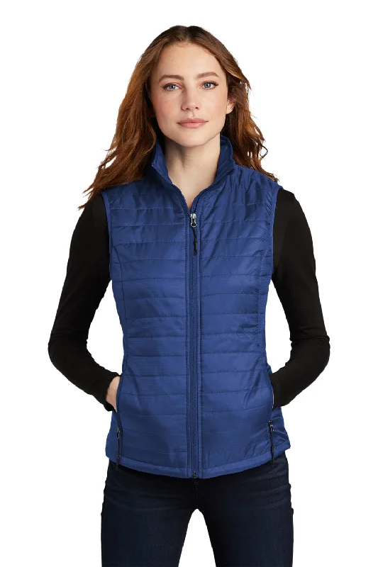 High Street Design Port Authority Womens Water Resistant Packable Puffy Full Zip Vest - Cobalt Blue