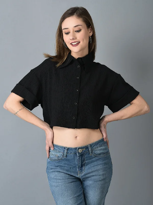 Goddess Style Canoe Women Loose Fit Crop Shirt