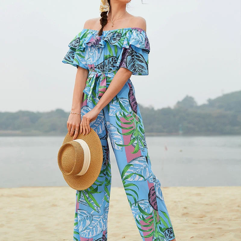 Urban Style Sexy One Shoulder Chiffon Summer Beach Jumpsuits