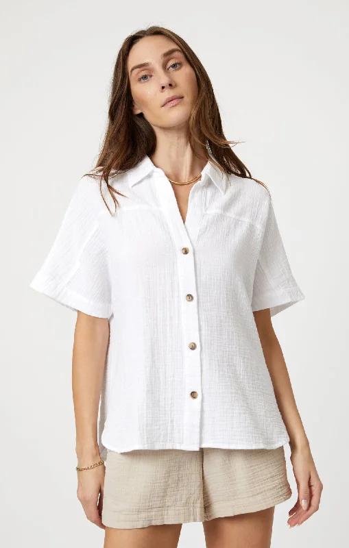 Fashionable Prints GAUZE SHORT SLEEVE SHIRT IN ANTIQUE WHITE