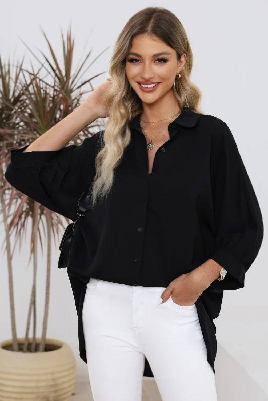 Fashion Selection Three-Quarter Sleeve Slit Shirt