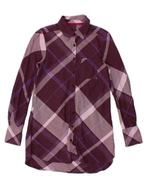 Classic Style TED BAKER Womens Shirt Dress UK 0 2XS Purple Plaid Cotton