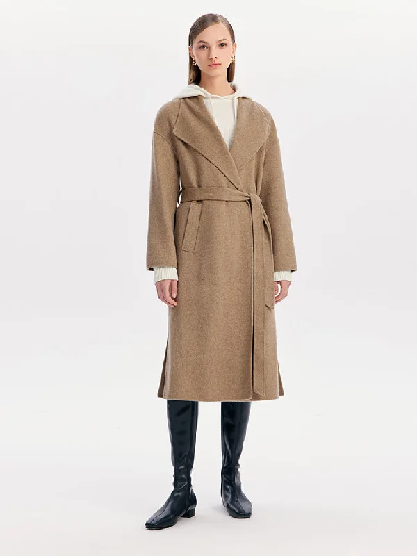 Luxury Fashion Lapel Wrapped Cashmere Women Coat