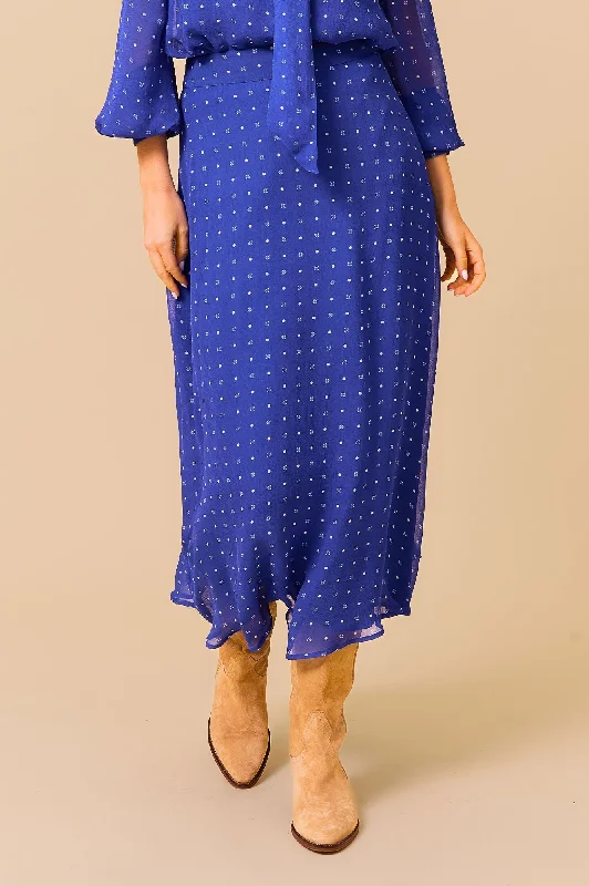 Personal Design Kate Skirt | Flower Polka Dot Cobalt/White