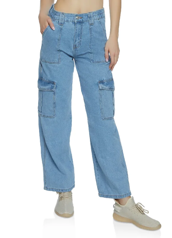 High-quality Design WAX Wide Leg Cargo Jeans