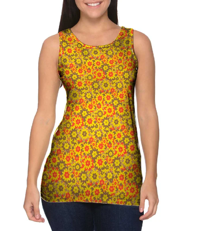 Cute Design Flower Yellow Red Brown