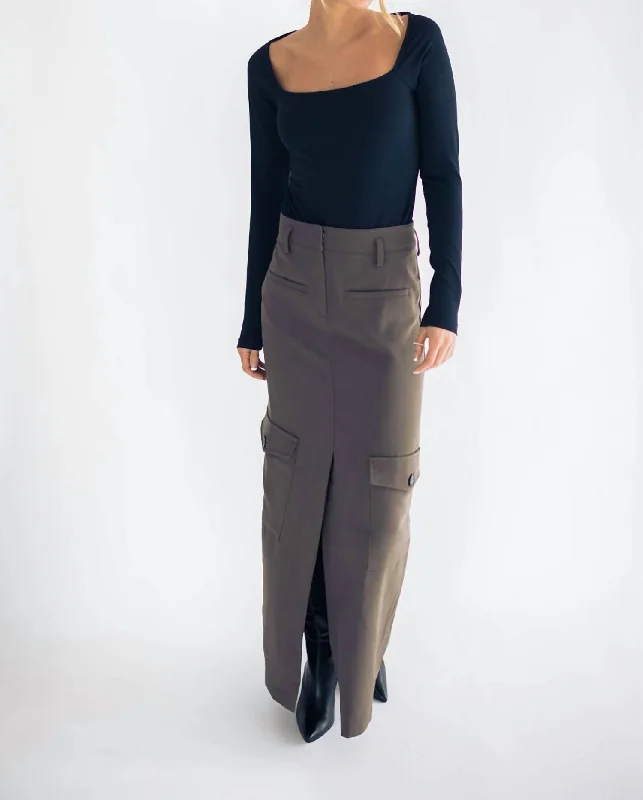 Avant-garde Design Tasha Cargo Maxi Skirt In Truffle