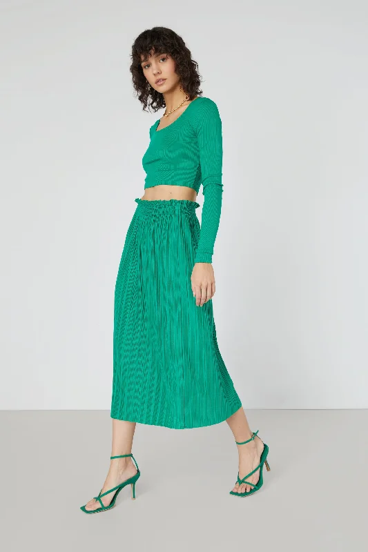 Fresh And Fashionable PLEATED MIDI SKIRT