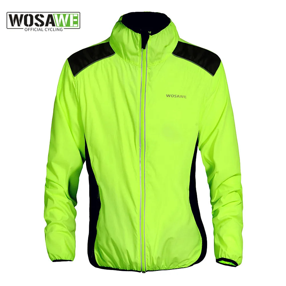 Fashionable And Versatile Cycling Jacket Reflective Motocross MTB Bicycle Bike Rain Coat Windproof Long Sleeved Jersey Sports Wear Green