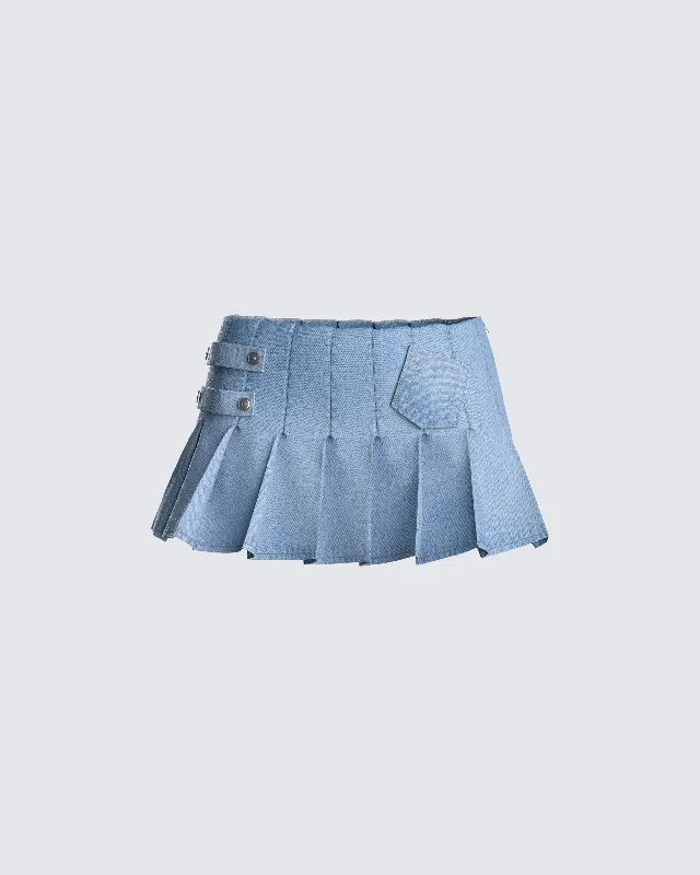 Luxury Style Beverly Denim Pleated Skirt