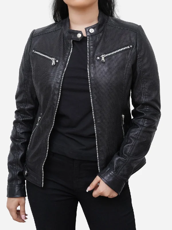 Fashion Design Layla Motorcycle Black Vintage Leather Jacket