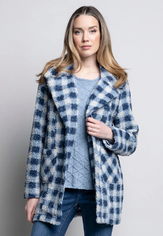 Fashion Innovation Button-Front Checker Fleece Jacket