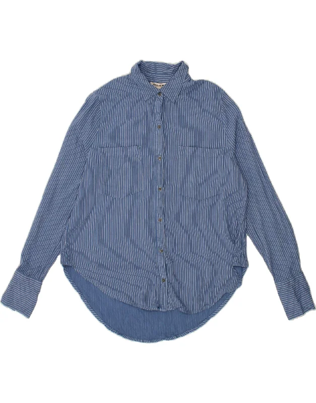 Lazy Home BILLABONG Womens Shirt UK 16 Large Blue Pinstripe