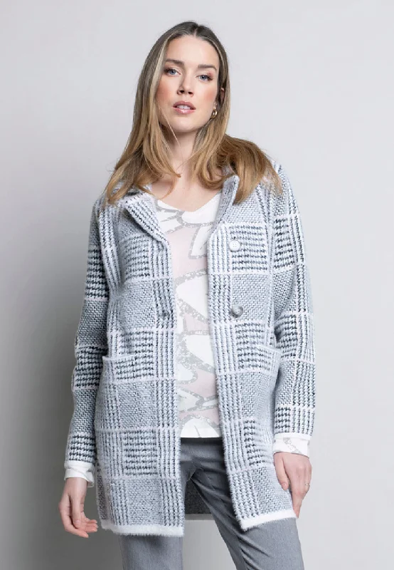 Noble And Elegant Houndstooth Plaid Cardigan