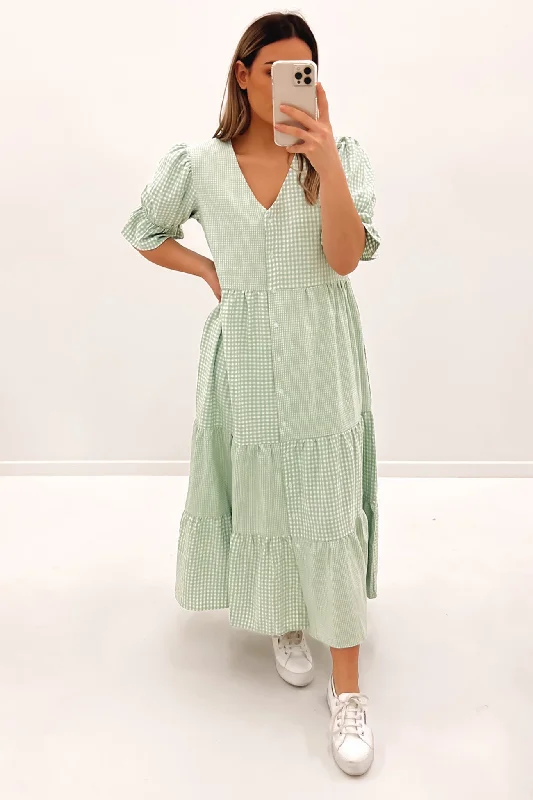 Sports Series Asha Maxi Dress Sage Check