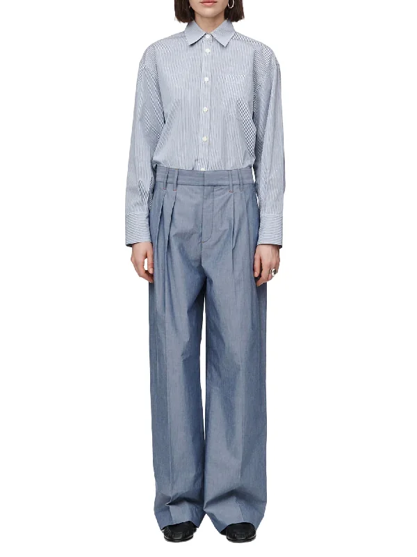 Romantic Data Double Pleat Front Trouser In Chambray