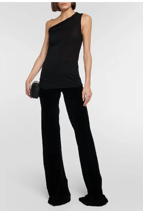 Comfortable Series High Rise Velvet Trouser Pants In Black