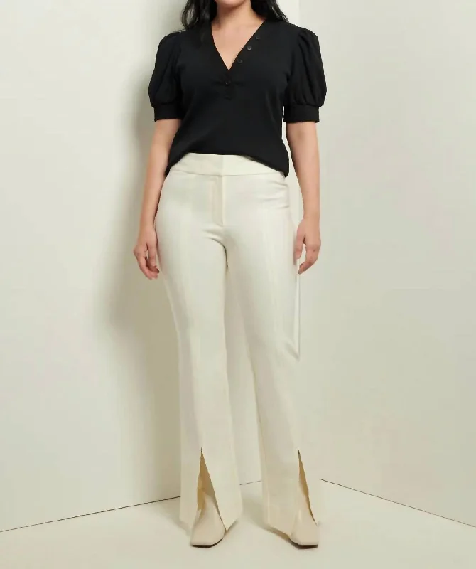 Multifunctional Style Maeve Front Slit Trousers In Soft White