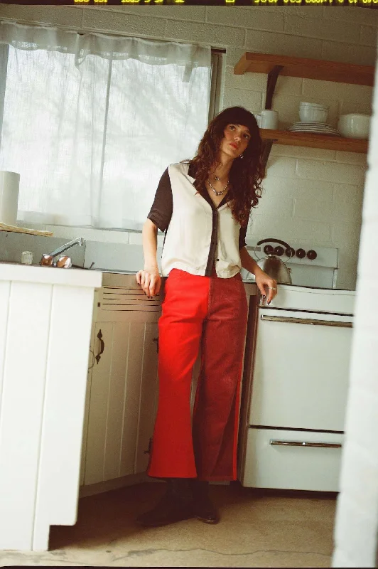 Romantic Temperament Margo Cropped 5-Pocket Pant - Cowhide/Mars Red Cord