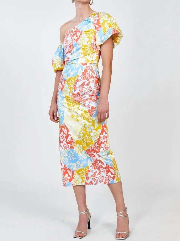 Exquisite Craftsmanship Margot Dress In Flower Patchwork